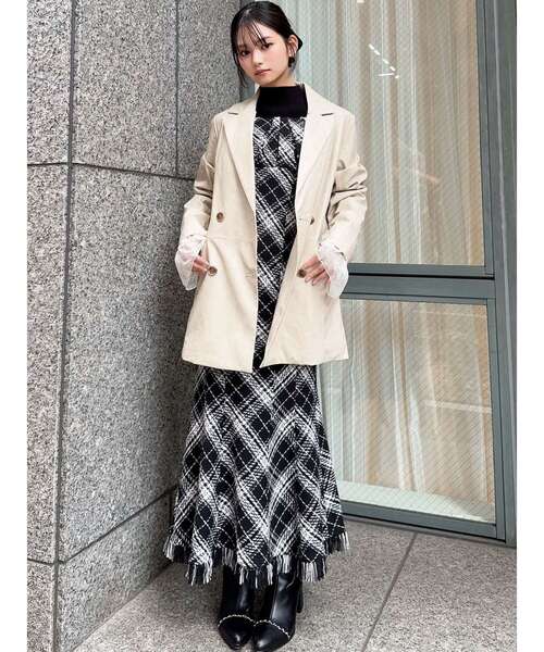 RESEXXY（リゼクシー）の「カフスレースフェイクレザージャケット（テーラードジャケット・レディース・ベージュ/ブラウン/ブラック・FREE）」の16枚目の写真