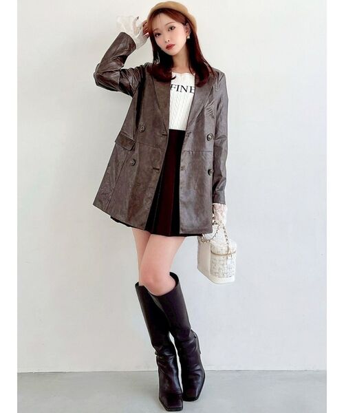 RESEXXY（リゼクシー）の「カフスレースフェイクレザージャケット（テーラードジャケット・レディース・ベージュ/ブラウン/ブラック・FREE）」の19枚目の写真