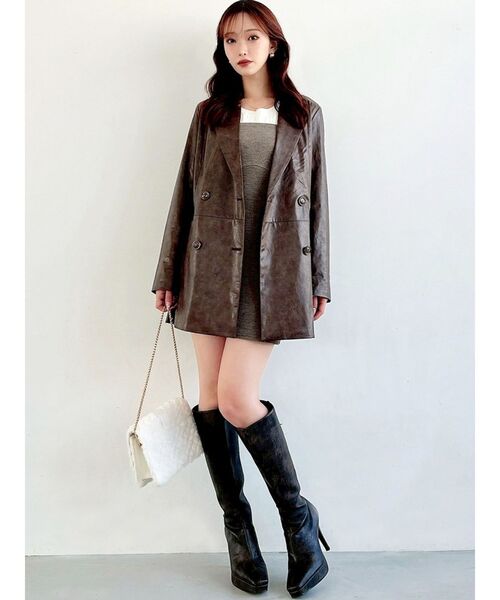 RESEXXY（リゼクシー）の「カフスレースフェイクレザージャケット（テーラードジャケット・レディース・ベージュ/ブラウン/ブラック・FREE）」の20枚目の写真