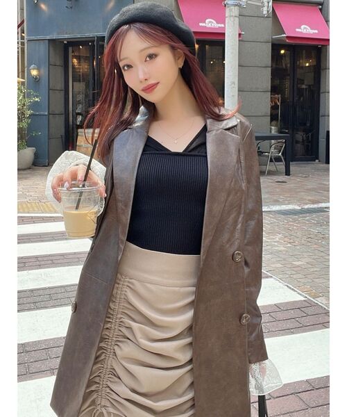 カボス 新品未使用✨️ フレキシ ファッション レパード セール】カフスレースフェイクレザージャケット（テーラードジャケット