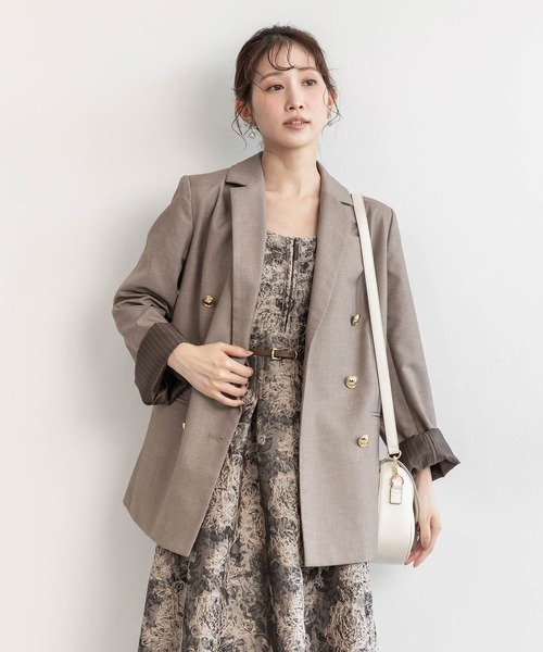 RANDA（ランダ）の「ダブルブレストテーラードジャケット（テーラードジャケット・レディース・グレー/ブラウン/ネイビー・0/1）」の3枚目の写真