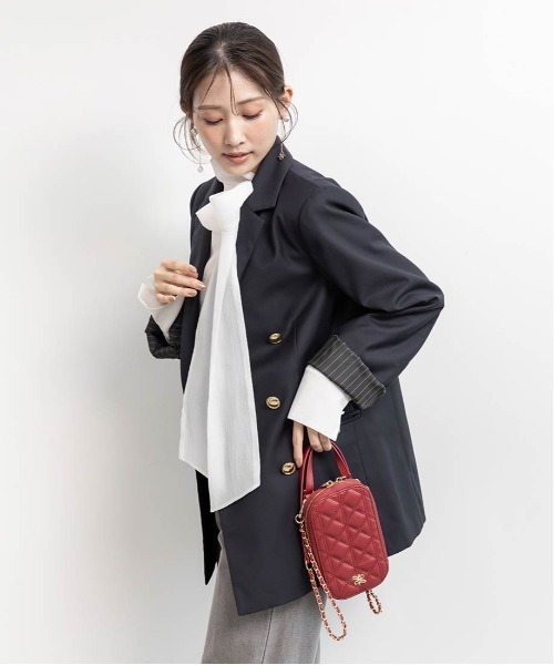 RANDA（ランダ）の「ダブルブレストテーラードジャケット（テーラードジャケット・レディース・グレー/ブラウン/ネイビー・0/1）」の5枚目の写真