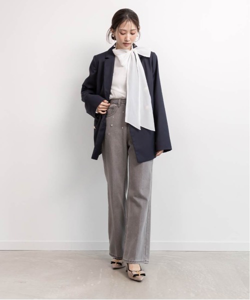 RANDA（ランダ）の「ダブルブレストテーラードジャケット（テーラードジャケット・レディース・グレー/ブラウン/ネイビー・0/1）」の8枚目の写真