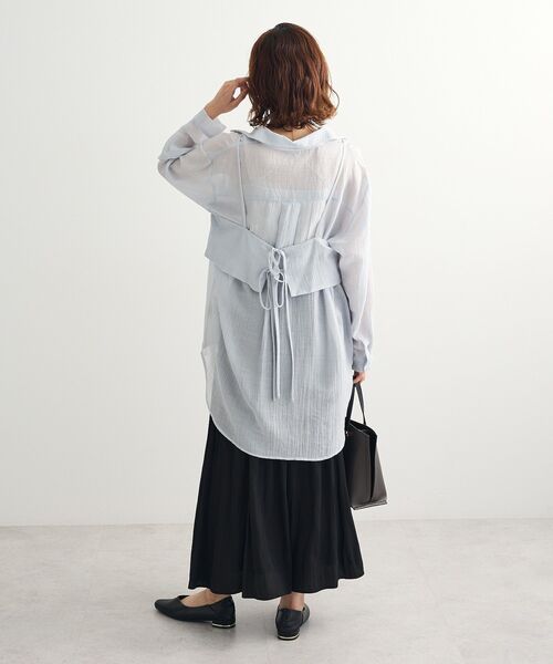 Green　Parks（グリーンパークス）の「SET2点シアーシャツ+ビスチェ（シャツ/ブラウス・レディース・ブラック/ブラウン/ピンク/ライトグレー・FREE）」の7枚目の写真