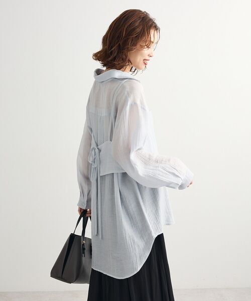 Green　Parks（グリーンパークス）の「SET2点シアーシャツ+ビスチェ（シャツ/ブラウス・レディース・ブラック/ブラウン/ピンク/ライトグレー・FREE）」の9枚目の写真