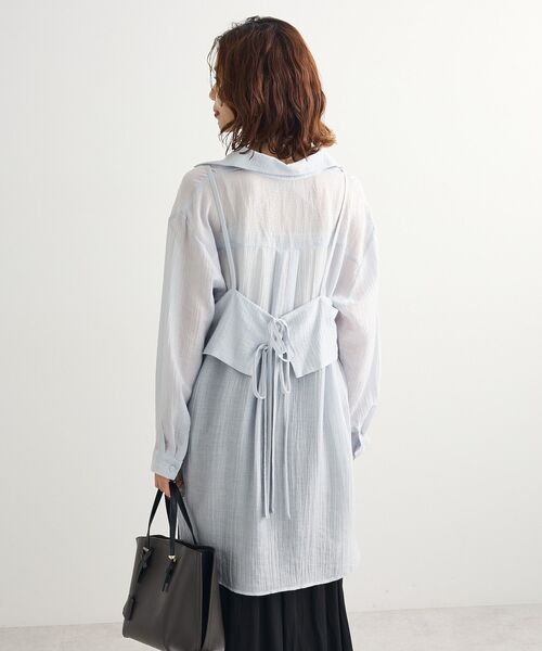 Green　Parks（グリーンパークス）の「SET2点シアーシャツ+ビスチェ（シャツ/ブラウス・レディース・ブラック/ブラウン/ピンク/ライトグレー・FREE）」の10枚目の写真