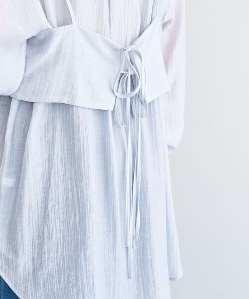 Green　Parks（グリーンパークス）の「SET2点シアーシャツ+ビスチェ（シャツ/ブラウス・レディース・ブラック/ブラウン/ピンク/ライトグレー・FREE）」の18枚目の写真