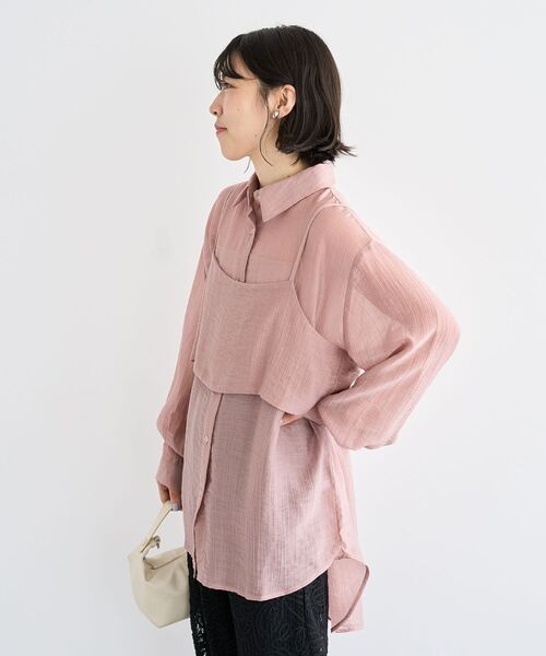 Green　Parks（グリーンパークス）の「SET2点シアーシャツ+ビスチェ（シャツ/ブラウス・レディース・ブラック/ブラウン/ピンク/ライトグレー・FREE）」の21枚目の写真