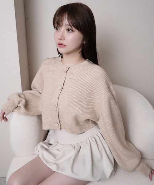 LIPSERVICE(リップサービス)の「Fluffyラメニットカーディガン(カーディガン/ボレロ・レディース・ホワイト/ベージュ/ブラック/グレー・M/S)」の1枚目の写真