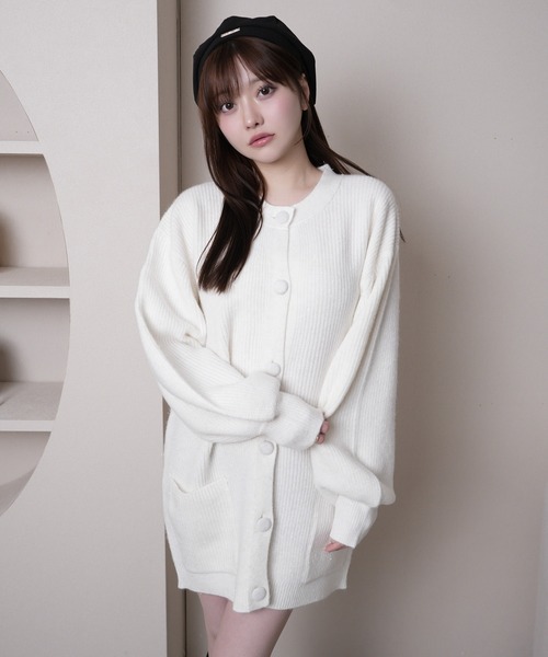 LIPSERVICE(リップサービス)の「Fluffyラメニットカーディガン(カーディガン/ボレロ・レディース・ホワイト/ベージュ/ブラック/グレー・M/S)」の2枚目の写真