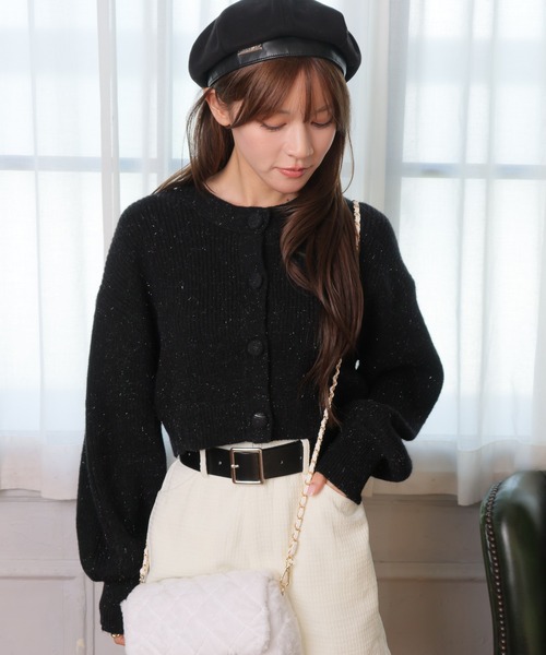 LIPSERVICE(リップサービス)の「Fluffyラメニットカーディガン(カーディガン/ボレロ・レディース・ホワイト/ベージュ/ブラック/グレー・M/S)」の3枚目の写真