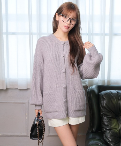 LIPSERVICE(リップサービス)の「Fluffyラメニットカーディガン(カーディガン/ボレロ・レディース・ホワイト/ベージュ/ブラック/グレー・M/S)」の6枚目の写真