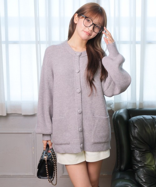 LIPSERVICE(リップサービス)の「Fluffyラメニットカーディガン(カーディガン/ボレロ・レディース・ホワイト/ベージュ/ブラック/グレー・M/S)」の8枚目の写真