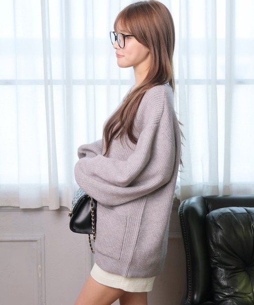 LIPSERVICE(リップサービス)の「Fluffyラメニットカーディガン(カーディガン/ボレロ・レディース・ホワイト/ベージュ/ブラック/グレー・M/S)」の10枚目の写真