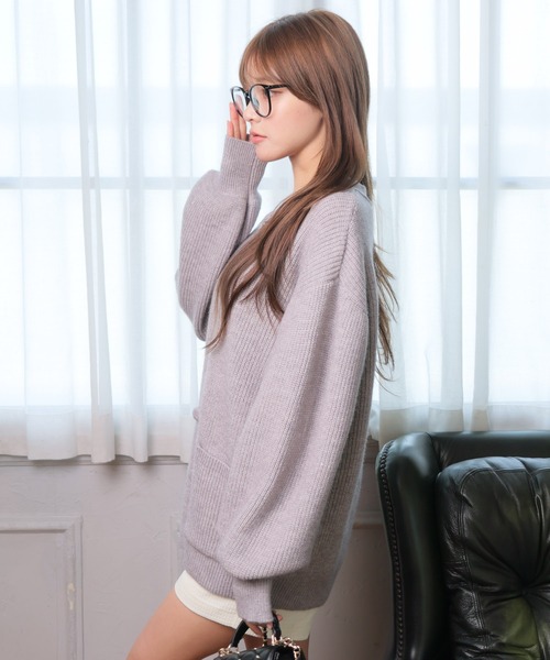 LIPSERVICE(リップサービス)の「Fluffyラメニットカーディガン(カーディガン/ボレロ・レディース・ホワイト/ベージュ/ブラック/グレー・M/S)」の11枚目の写真