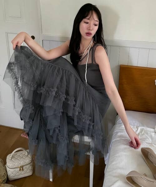 セール】【丈が選べる】ドレスチュールフレアワンピース（ワンピース