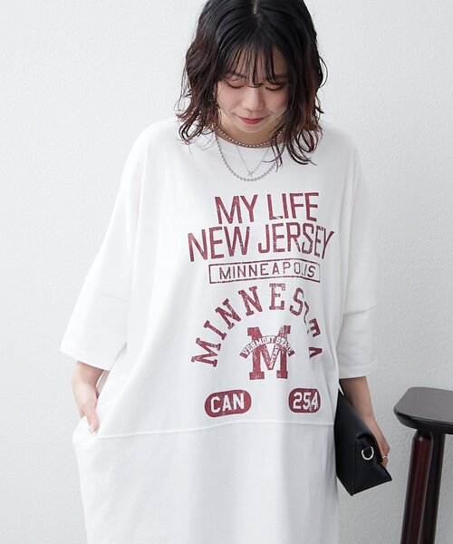 NAO（ナオ）の「【NAO】ピグメントBIGTシャツ（Tシャツ/カットソー・レディース・ネイビー/オフホワイト/スミクロ・FREE）」の5枚目の写真