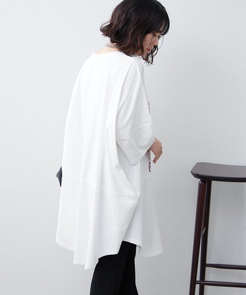 NAO（ナオ）の「【NAO】ピグメントBIGTシャツ（Tシャツ/カットソー・レディース・ネイビー/オフホワイト/スミクロ・FREE）」の7枚目の写真