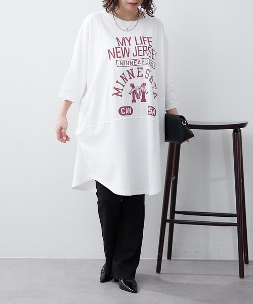 NAO（ナオ）の「【NAO】ピグメントBIGTシャツ（Tシャツ/カットソー・レディース・ネイビー/オフホワイト/スミクロ・FREE）」の8枚目の写真