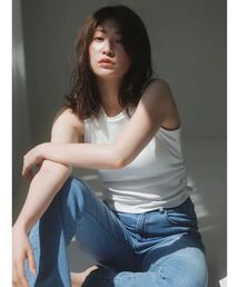 dazzlin | 【吉田朱里】涼感加工ギャザーノースリリブトップス(タンクトップ)