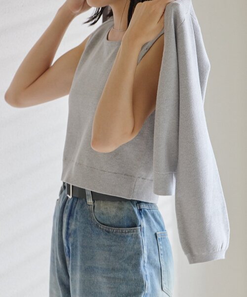 gemeil（ジェムイル）の「アシンメトリーレイヤードトップス（LA-316）（ニット/セーター・レディース・ベージュ/グレー/ブラウン・SMALL/MEDIUM）」の2枚目の写真