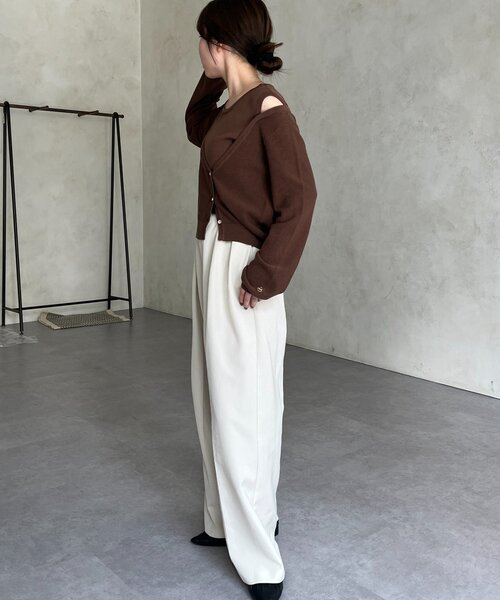 gemeil（ジェムイル）の「アシンメトリーレイヤードトップス（LA-316）（ニット/セーター・レディース・ベージュ/グレー/ブラウン・SMALL/MEDIUM）」の5枚目の写真