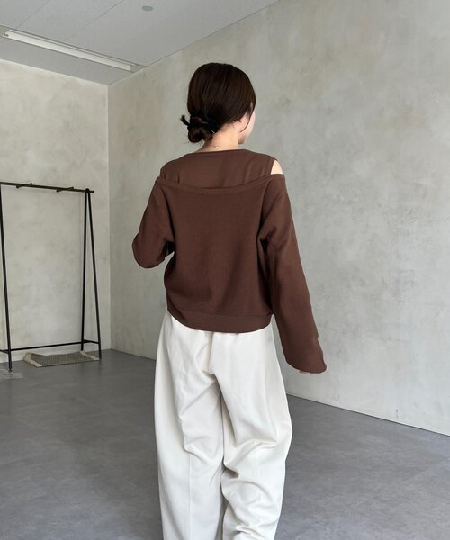 gemeil（ジェムイル）の「アシンメトリーレイヤードトップス（LA-316）（ニット/セーター・レディース・ベージュ/グレー/ブラウン・SMALL/MEDIUM）」の6枚目の写真