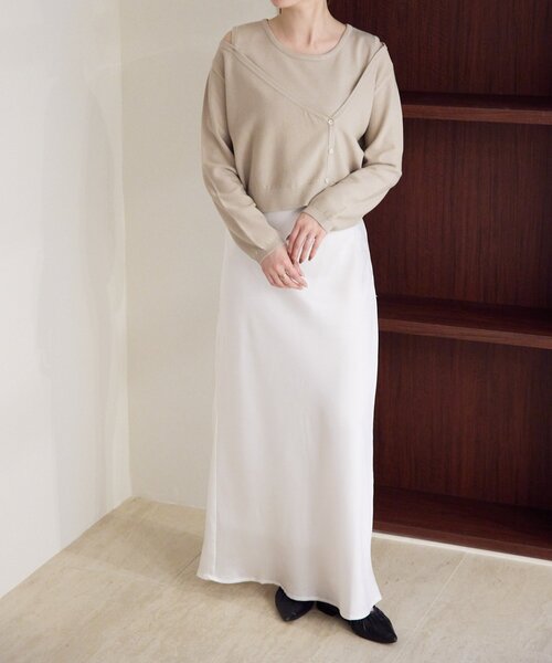 gemeil（ジェムイル）の「アシンメトリーレイヤードトップス（LA-316）（ニット/セーター・レディース・ベージュ/グレー/ブラウン・SMALL/MEDIUM）」の11枚目の写真