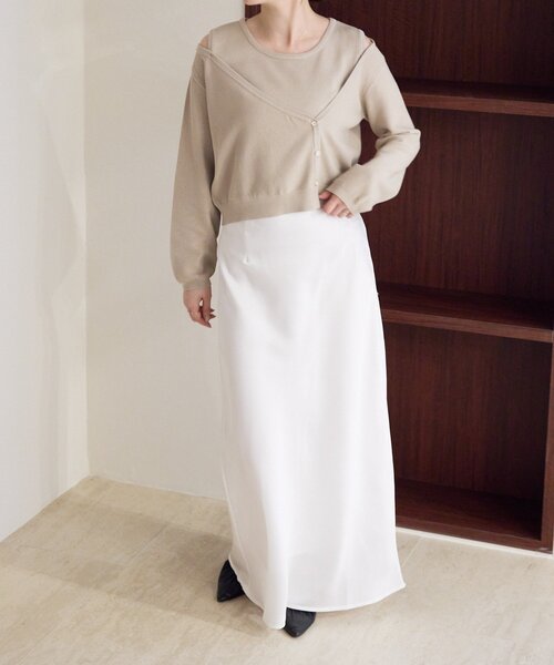 gemeil（ジェムイル）の「アシンメトリーレイヤードトップス（LA-316）（ニット/セーター・レディース・ベージュ/グレー/ブラウン・SMALL/MEDIUM）」の12枚目の写真