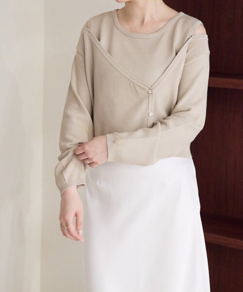 gemeil（ジェムイル）の「アシンメトリーレイヤードトップス（LA-316）（ニット/セーター・レディース・ベージュ/グレー/ブラウン・SMALL/MEDIUM）」の16枚目の写真