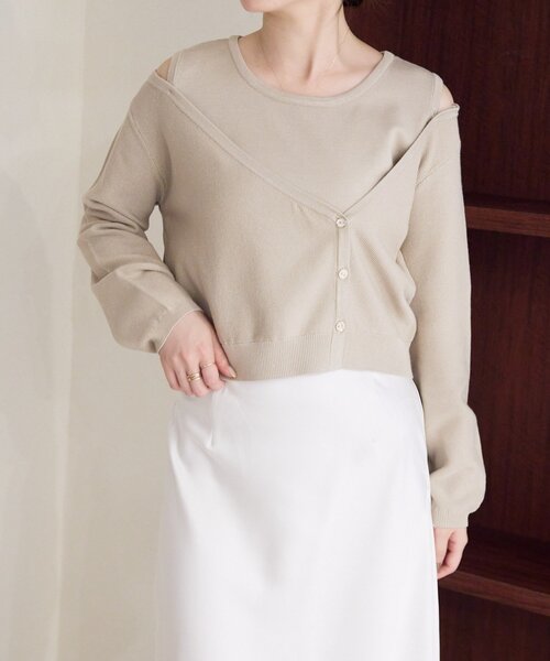 gemeil（ジェムイル）の「アシンメトリーレイヤードトップス（LA-316）（ニット/セーター・レディース・ベージュ/グレー/ブラウン・SMALL/MEDIUM）」の17枚目の写真