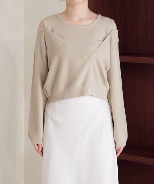 gemeil（ジェムイル）の「アシンメトリーレイヤードトップス（LA-316）（ニット/セーター・レディース・ベージュ/グレー/ブラウン・SMALL/MEDIUM）」の19枚目の写真