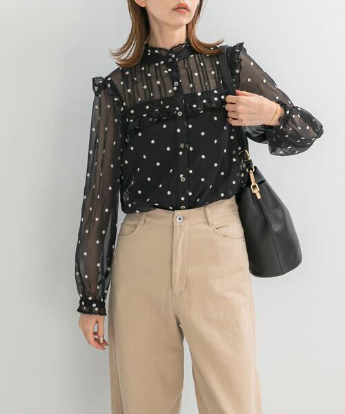 URBAN RESEARCH ROSSOフラワー刺繍フリルネックブラウス URBAN RESEARCH ROSSO｜『WEB限定』フラワー刺繍フリルネック