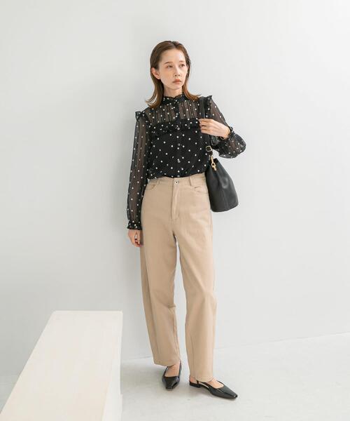 URBAN RESEARCH ROSSOフラワー刺繍フリルネックブラウス WEB限定』フラワー刺繍フリルネックブラウス（シャツ/ブラウス