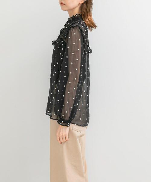 セール】『WEB限定』フラワー刺繍フリルネックブラウス（シャツ