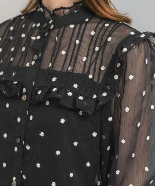 URBAN RESEARCH ROSSOフラワー刺繍フリルネックブラウス WEB限定』フラワー刺繍フリルネックブラウス（シャツ/ブラウス