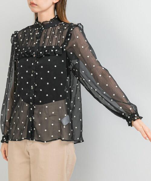 URBAN RESEARCH ROSSO WOMEN(アーバンリサーチ ロッソ)の「『WEB限定』フラワー刺繍フリルネックブラウス(シャツ/ブラウス・レディース・ブラック・FREE)」の13枚目の写真