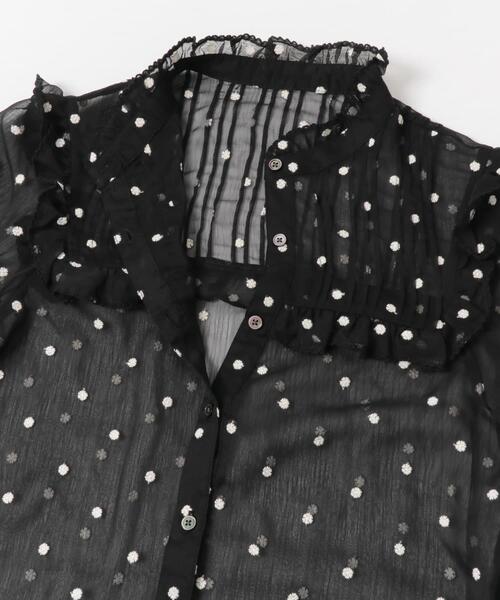 セール】『WEB限定』フラワー刺繍フリルネックブラウス（シャツ