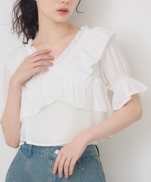 ブラウス　ホワイト セール】Long frill big collar shirt / ロングフリルビック