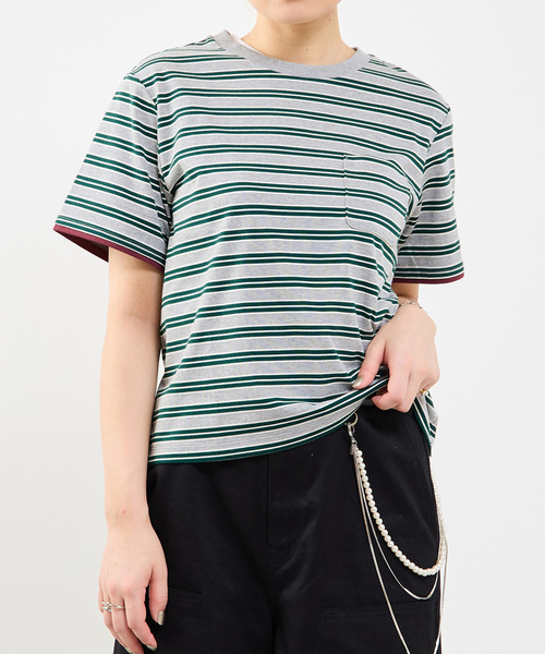 SOFFITTO(ソフィット)の「コットンボーダー半袖Tシャツ(Tシャツ/カットソー・レディース・ブラウン系その他/グレー系その他・FREE)」の2枚目の写真