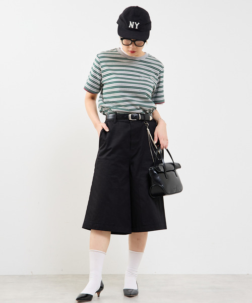 SOFFITTO(ソフィット)の「コットンボーダー半袖Tシャツ(Tシャツ/カットソー・レディース・ブラウン系その他/グレー系その他・FREE)」の3枚目の写真