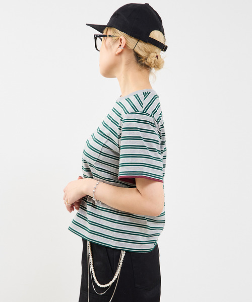SOFFITTO(ソフィット)の「コットンボーダー半袖Tシャツ(Tシャツ/カットソー・レディース・ブラウン系その他/グレー系その他・FREE)」の4枚目の写真