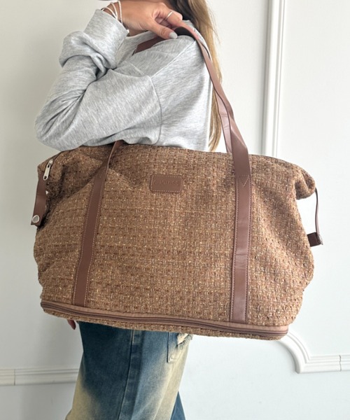 wears（ウェアーズ）の「【拡張型】ツイード風トラベルボストンバッグ（ボストンバッグ・レディース・ホワイト/ブラウン/ブラック・FREE）」の3枚目の写真