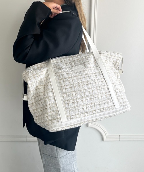 wears（ウェアーズ）の「【拡張型】ツイード風トラベルボストンバッグ（ボストンバッグ・レディース・ホワイト/ブラウン/ブラック・FREE）」の11枚目の写真