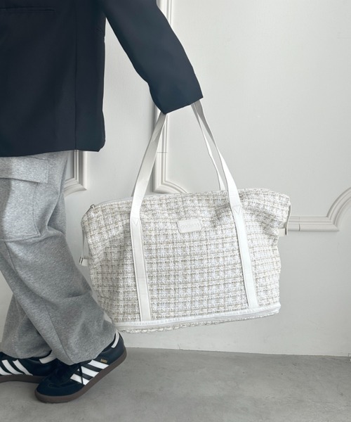 wears（ウェアーズ）の「【拡張型】ツイード風トラベルボストンバッグ（ボストンバッグ・レディース・ホワイト/ブラウン/ブラック・FREE）」の14枚目の写真