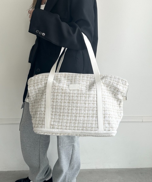 wears（ウェアーズ）の「【拡張型】ツイード風トラベルボストンバッグ（ボストンバッグ・レディース・ホワイト/ブラウン/ブラック・FREE）」の15枚目の写真