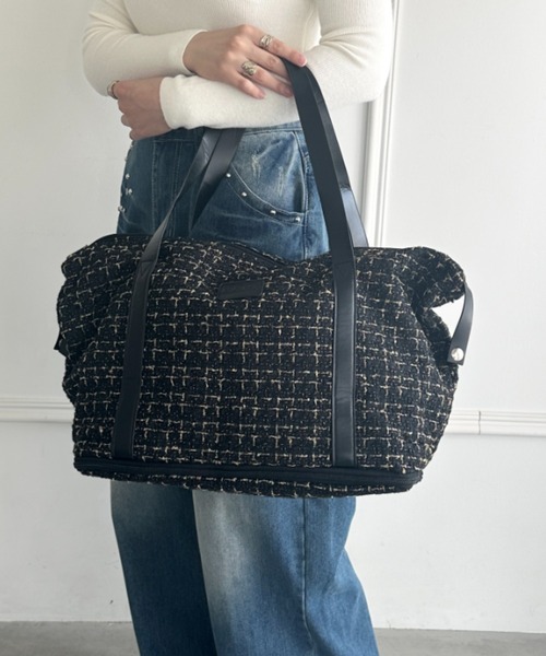 wears（ウェアーズ）の「【拡張型】ツイード風トラベルボストンバッグ（ボストンバッグ・レディース・ホワイト/ブラウン/ブラック・FREE）」の16枚目の写真