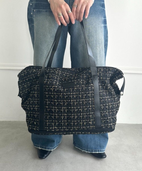 wears（ウェアーズ）の「【拡張型】ツイード風トラベルボストンバッグ（ボストンバッグ・レディース・ホワイト/ブラウン/ブラック・FREE）」の17枚目の写真