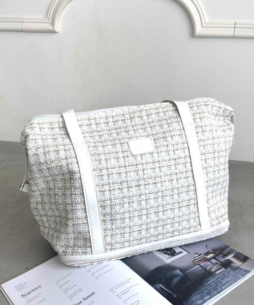 wears（ウェアーズ）の「【拡張型】ツイード風トラベルボストンバッグ（ボストンバッグ・レディース・ホワイト/ブラウン/ブラック・FREE）」の4枚目の写真