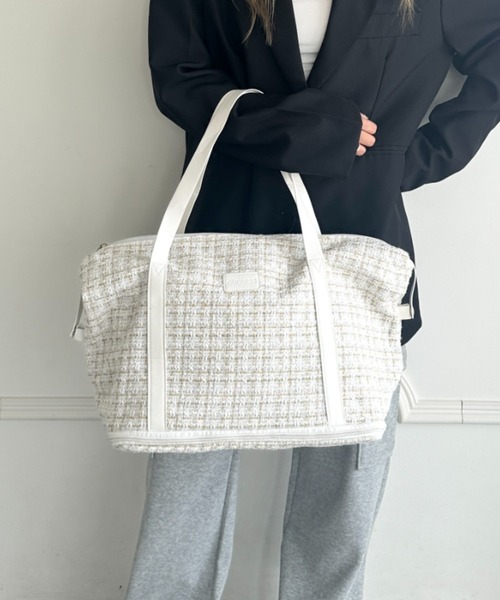 wears（ウェアーズ）の「【拡張型】ツイード風トラベルボストンバッグ（ボストンバッグ・レディース・ホワイト/ブラウン/ブラック・FREE）」の13枚目の写真